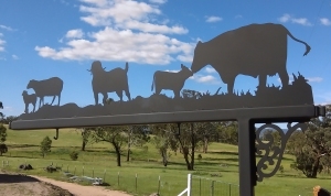 Metal Art - Sign Post Cow, Calf Goat and Sheet 