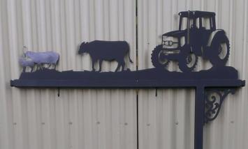 Metal Art - Tractor Cow Sheep Sign Post